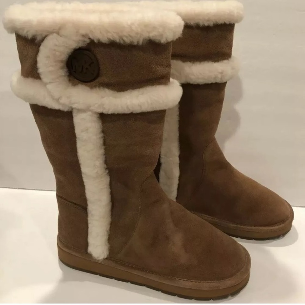 Michael Kors winter tall boots shearling chestnut